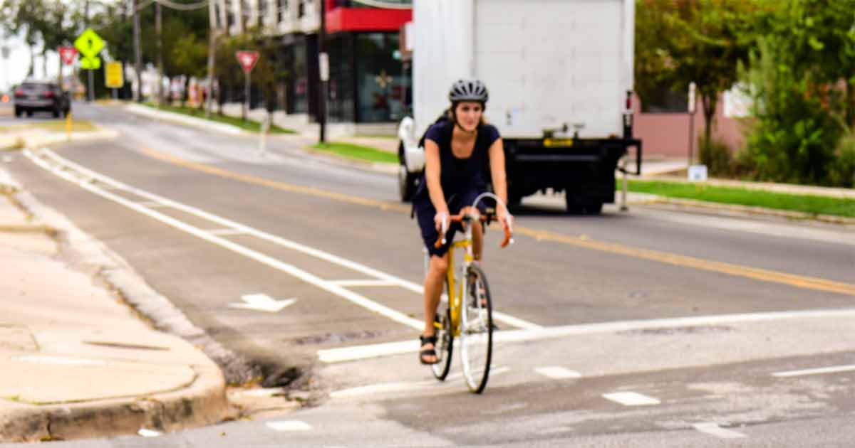 bicyclist on city street